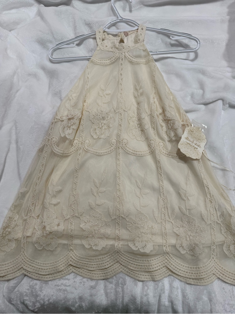 Altar'd State Cream Lace Halo Halter Top